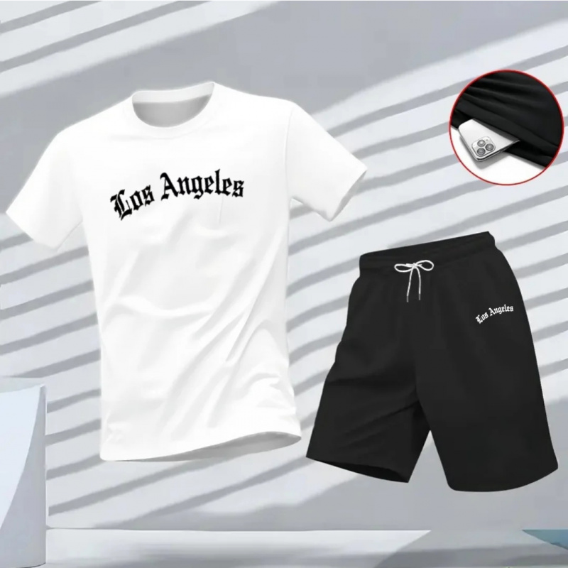 Running Gear For Men - Men's Los Angeles Letter Print Tracksuit