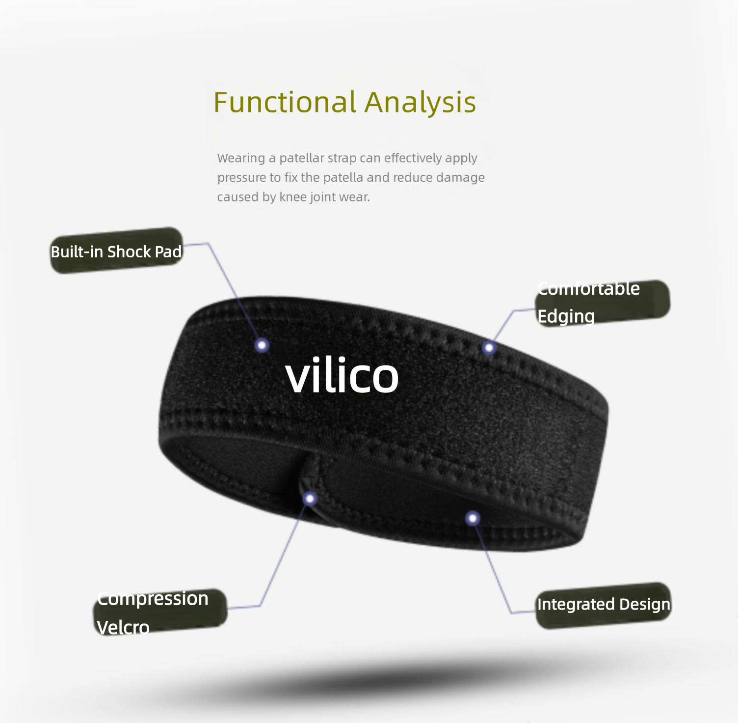 1PC Patella Kneecap Band Silic - Running Gear Knee recension och pris